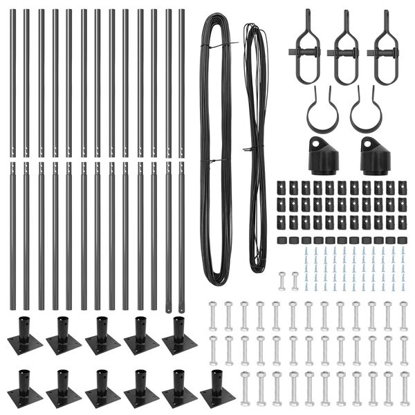 vidaXL Σετ κολόνων φράχτη 13 pcs Γκρι Ø32mm 160 εκ Σκυρόδεμα, Μέταλλο