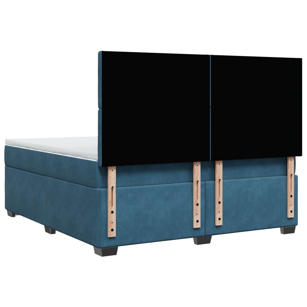 vidaXL Κρεβάτι Boxspring με Στρώμα Μπλε 180x200 εκ. Βελούδινο