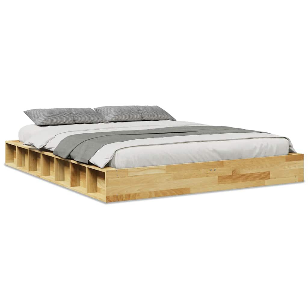 vidaXL Πλαίσιο κρεβατιού χωρίς στρώμα 150x200 cm μασίφ ξύλο δρυς