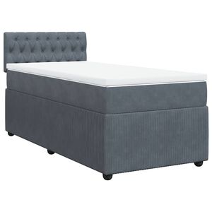 vidaXL Κρεβάτι Boxspring με Στρώμα Σκούρο Γκρι 90x190 εκ. Βελούδινο