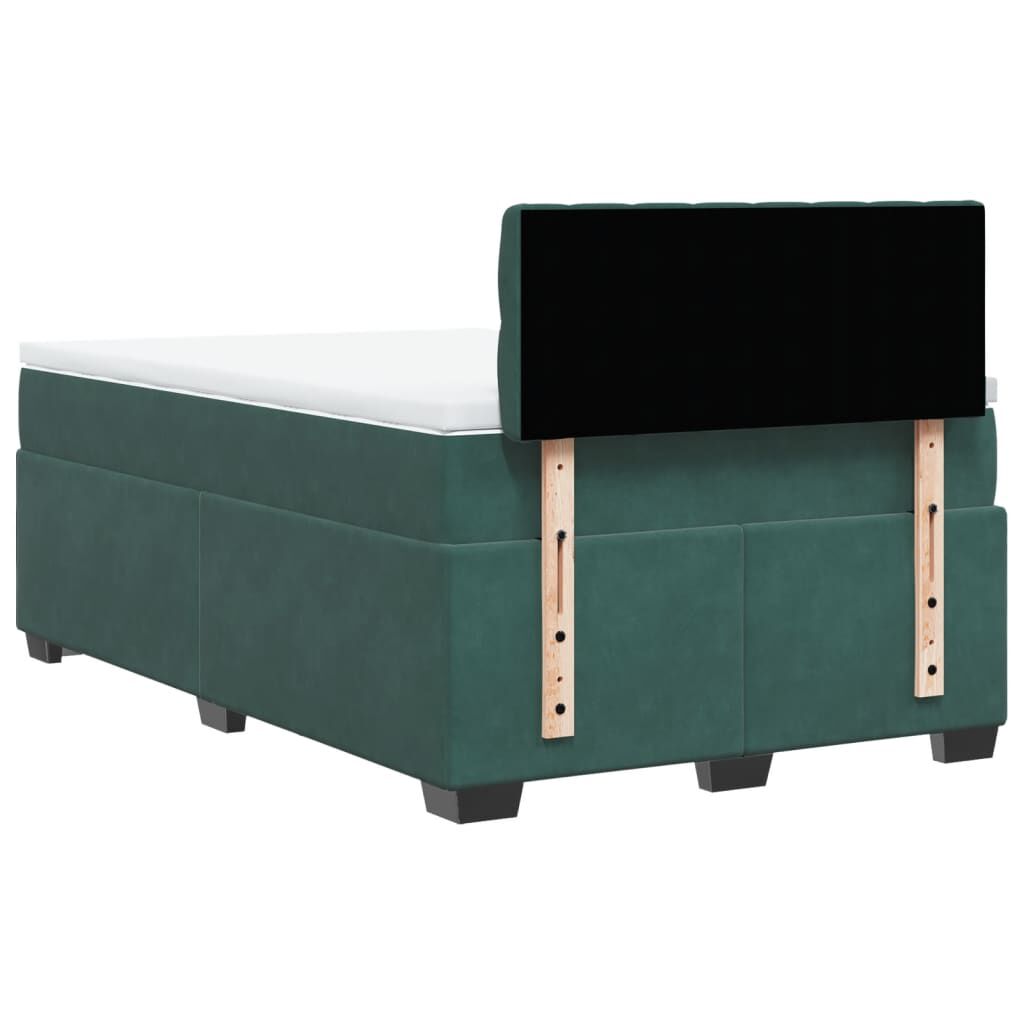 vidaXL Κρεβάτι Boxspring με Στρώμα Σκούρο Πράσινο 120x200εκ. Βελούδινο