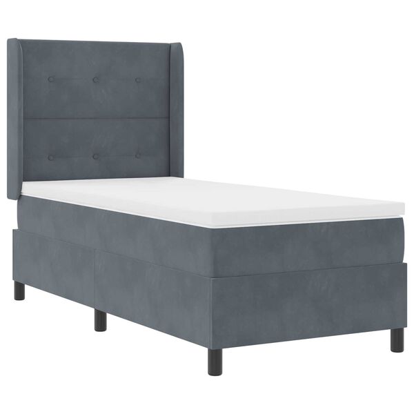 vidaXL Κρεβάτι Box Spring LED με Στρώμα Σκούρο γκρι 80 x 200 cm