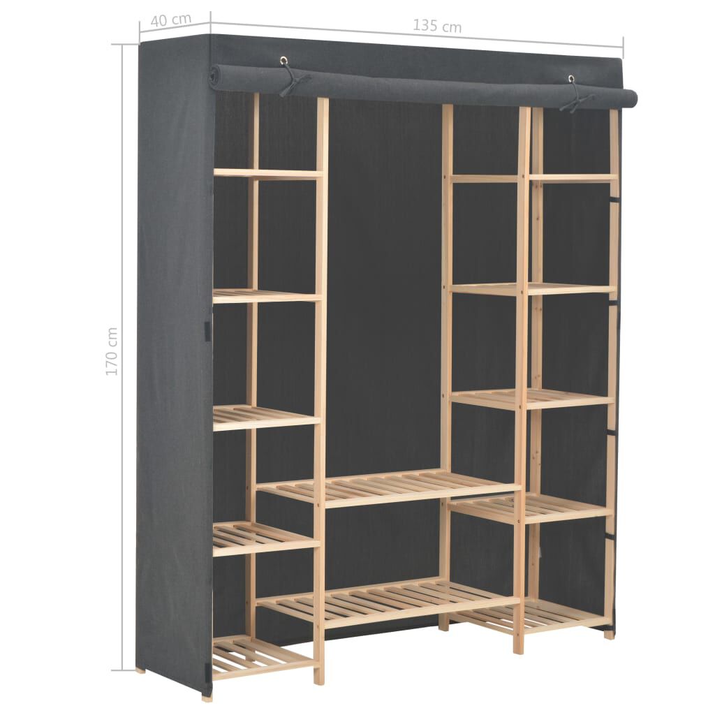 vidaXL Ντουλάπα Γκρι 135 x 40 x 170 εκ. Υφασμάτινη