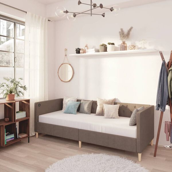 vidaXL &Kappa;&alpha;&nu;&alpha;&pi;έ&sigmaf; &Kappa;&rho;&epsilon;&beta;ά&tau;&iota; &mu;&epsilon; &Sigma;&tau;&rho;ώ&mu;&alpha; & USB Taupe 90 x 200 &epsilon;&kappa;. &Upsilon;&phi;&alpha;&sigma;&mu;ά&tau;&iota;&nu;&omicron;&sigmaf;