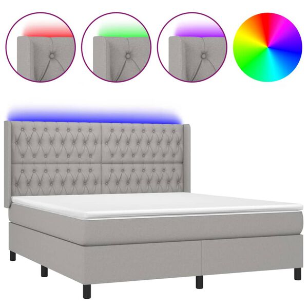 vidaXL &Kappa;&rho;&epsilon;&beta;ά&tau;&iota; Boxspring &mu;&epsilon; &Sigma;&tau;&rho;ώ&mu;&alpha; & LED &Alpha;&nu;.&Gamma;&kappa;&rho;&iota; 160x200&epsilon;&kappa;. &Upsilon;&phi;&alpha;&sigma;&mu;ά&tau;&iota;&nu;&omicron;