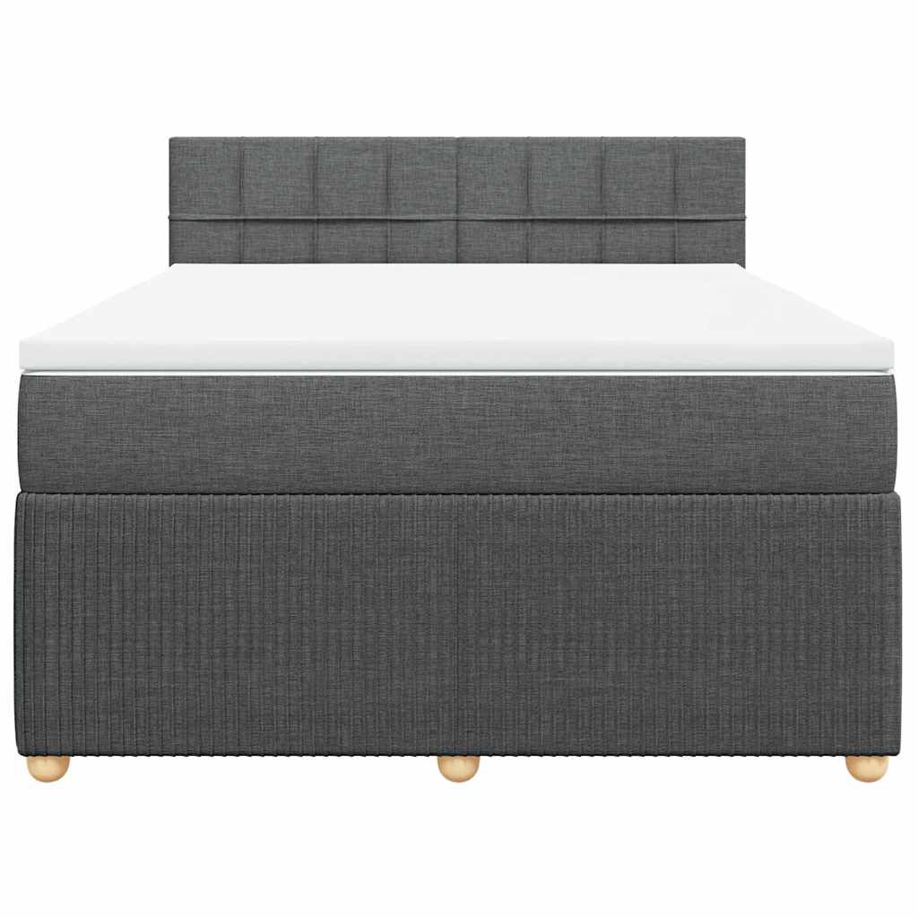 vidaXL Κρεβάτι Boxspring με Στρώμα Σκούρο Γκρι 140x190 εκ. Υφασμάτινο