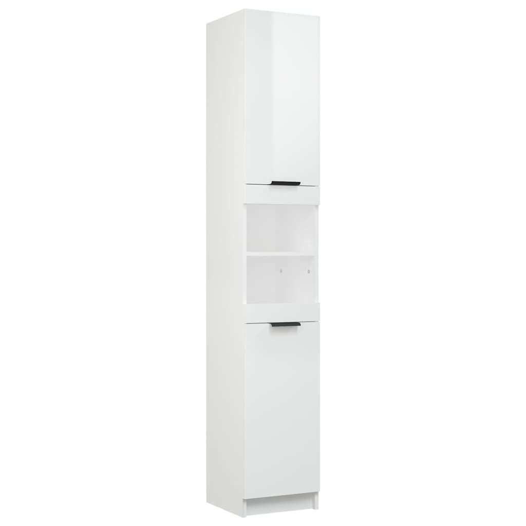 vidaXL Ντουλάπι Μπάνιου Γυαλιστερό Λευκό 32x34x188,5 εκ. Επεξεργ. Ξύλο