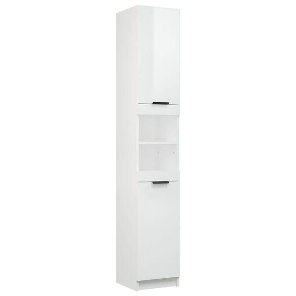 vidaXL Ντουλάπι Μπάνιου Γυαλιστερό Λευκό 32x34x188,5 εκ. Επεξεργ. Ξύλο