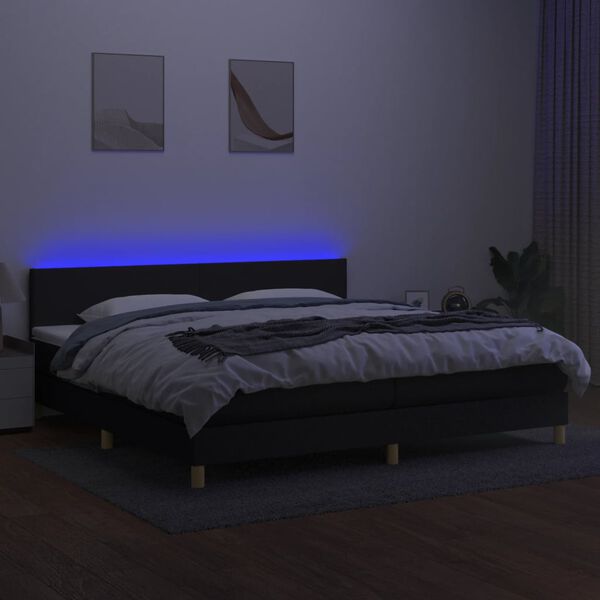 vidaXL &Kappa;&rho;&epsilon;&beta;ά&tau;&iota; Boxspring &mu;&epsilon; &Sigma;&tau;&rho;ώ&mu;&alpha; & LED &Mu;&alpha;ύ&rho;&omicron; 200x200 &epsilon;&kappa;. &Upsilon;&phi;&alpha;&sigma;&mu;ά&tau;&iota;&nu;&omicron;