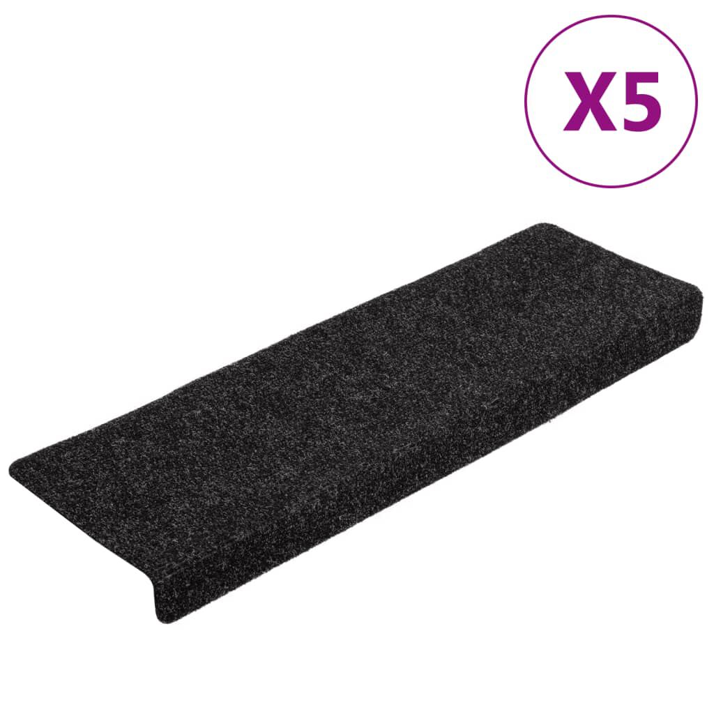 vidaXL Πατάκια Σκάλας 5 τεμ. Μαύρα 65x21x4 εκ. Βελονιασμένα