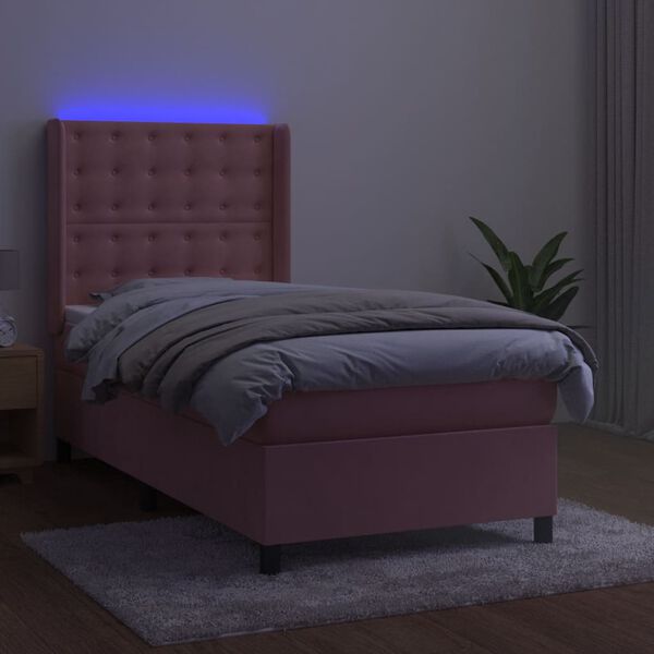 vidaXL &Kappa;&rho;&epsilon;&beta;ά&tau;&iota; Boxspring &mu;&epsilon; &Sigma;&tau;&rho;ώ&mu;&alpha; & LED &Rho;&omicron;&zeta; 100x200 &epsilon;&kappa;. &Beta;&epsilon;&lambda;&omicron;ύ&delta;&iota;&nu;&omicron;
