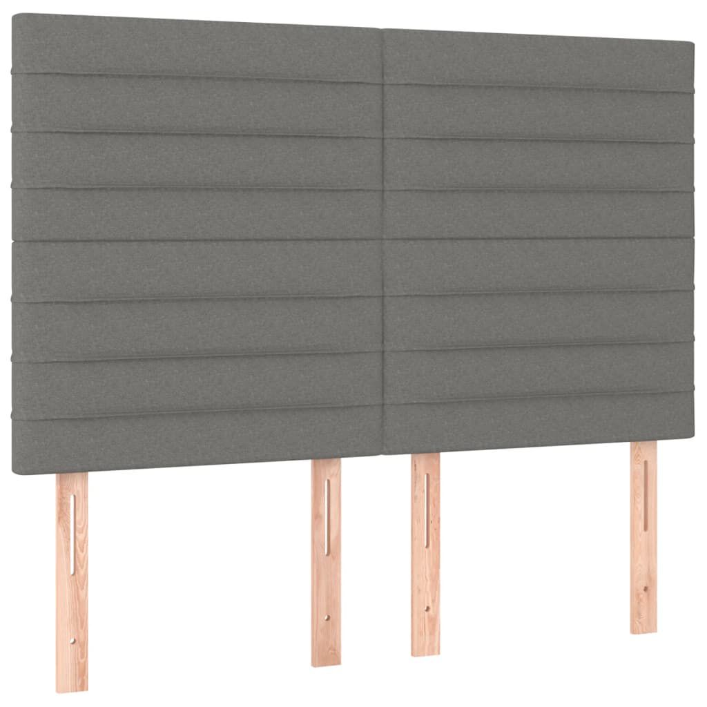 vidaXL Κρεβάτι Boxspring με Στρώμα & LED Σκ.Γκρι 140x190εκ. Υφασμάτινο