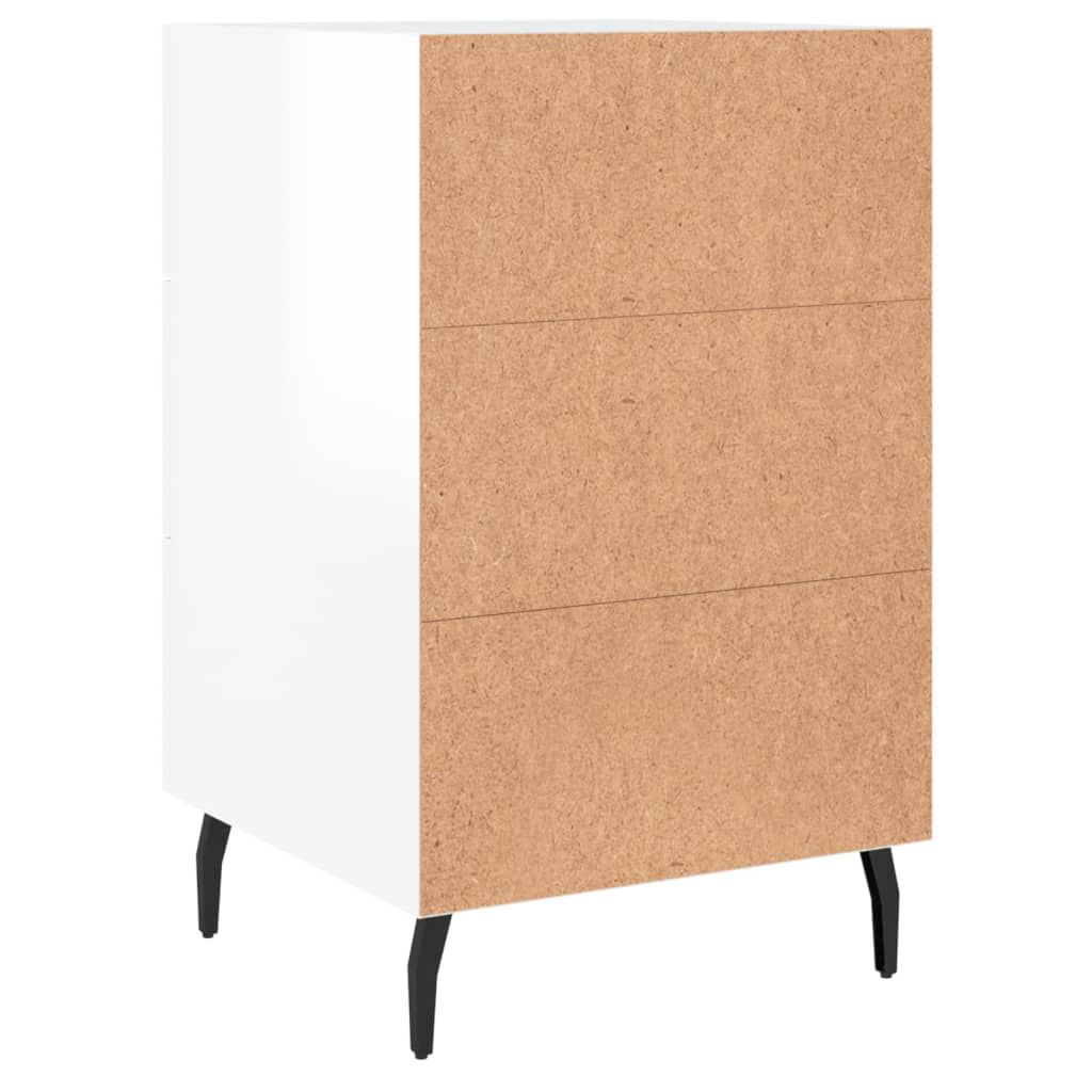 vidaXL Κομοδίνο Γυαλ. Λευκό 40 x 40 x 66 εκ. από Επεξεργασμένο Ξύλο