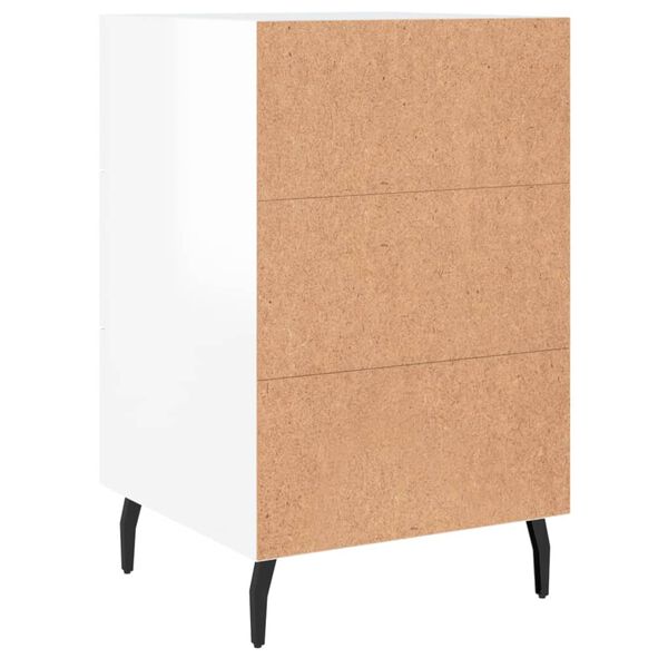 vidaXL Κομοδίνο Γυαλ. Λευκό 40 x 40 x 66 εκ. από Επεξεργασμένο Ξύλο
