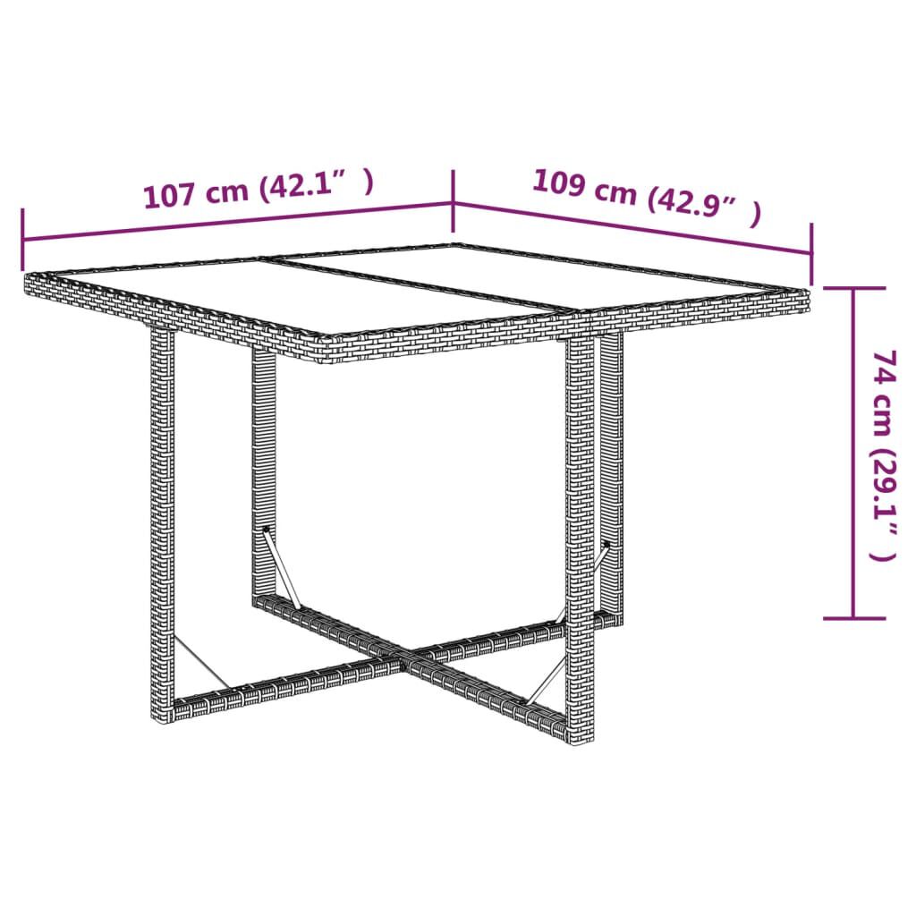 vidaXL Τραπέζι Κήπου Μπεζ 109 x 107 x 74 εκ. Συνθετικό Ρατάν/Γυαλί