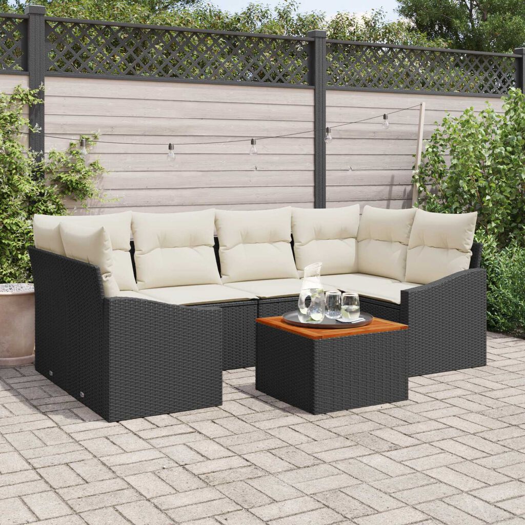 vidaXL Σετ Καναπέ Κήπου 7 pcs Μαύρο και λευκό
