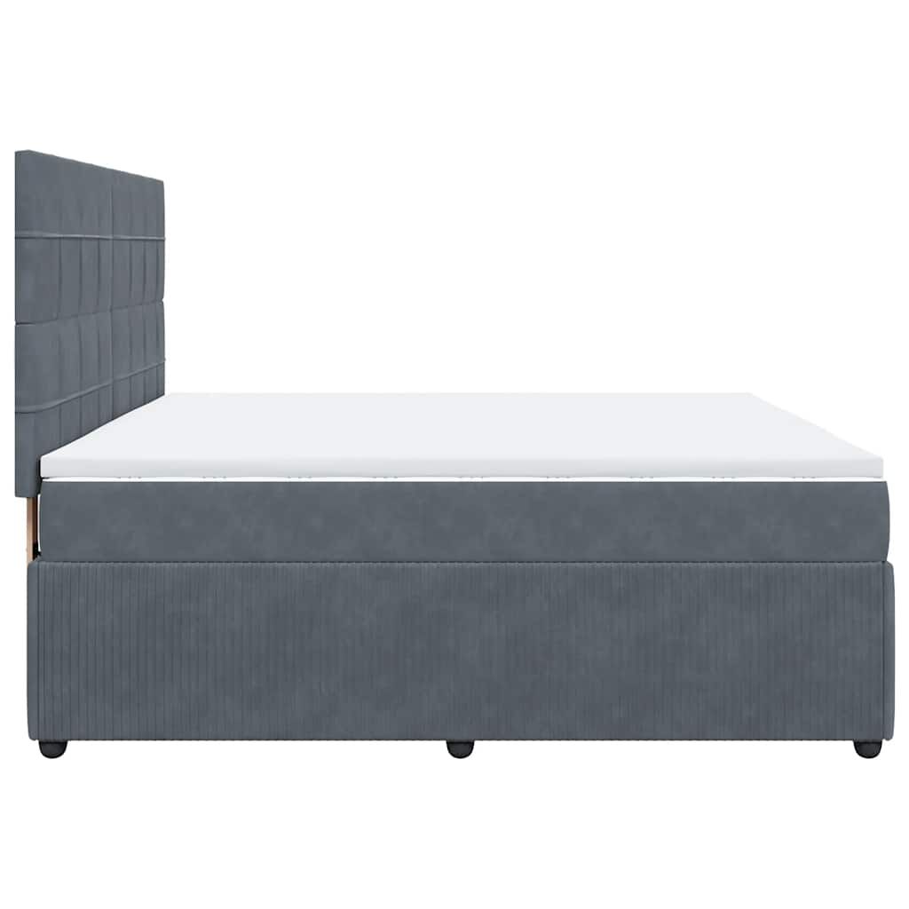 vidaXL Κρεβάτι Boxspring με Στρώμα Σκούρο Γκρι 180x200 εκ. Βελούδινο