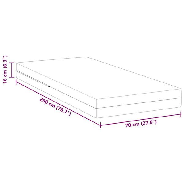 vidaXL Στρώμα Λευκό 70 x 200 cm Pěna