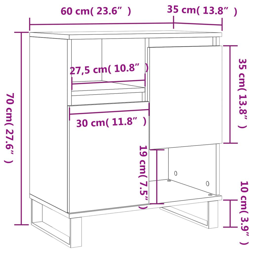 vidaXL Ντουλάπι Καπνιστή Δρυς 60x35x70 εκ. από Επεξεργασμένο Ξύλο