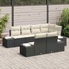 vidaXL Σετ Καναπέ Κήπου με μαξιλάρι 7 pcs Μαύρο και κρεμ Πολυ ράταν
