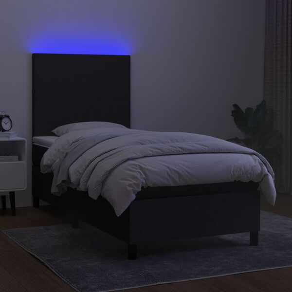 vidaXL &Kappa;&rho;&epsilon;&beta;ά&tau;&iota; Boxspring &mu;&epsilon; &Sigma;&tau;&rho;ώ&mu;&alpha; & LED &Mu;&alpha;ύ&rho;&omicron; 90x190 &epsilon;&kappa;. &Upsilon;&phi;&alpha;&sigma;&mu;ά&tau;&iota;&nu;&omicron;