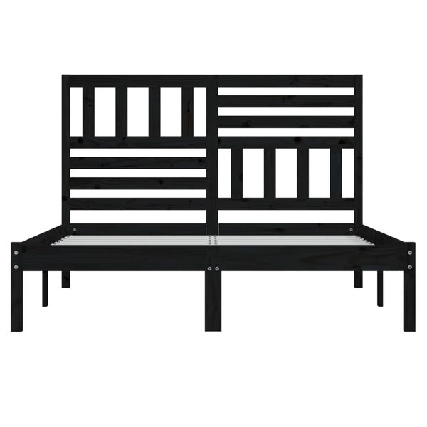 vidaXL Σκελετός Κρεβατιού Μαύρος 150x200εκ Μασίφ Ξύλο Πεύκου King Size