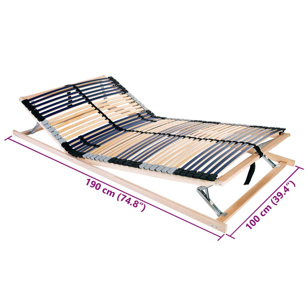 vidaXL Βάση κρεβατιού με λάμες Καφέ 100 x 190 cm Στερεό Ξύλο Μηλιάς