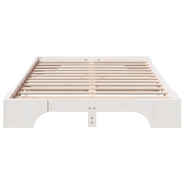 vidaXL κρεβάτι Λευκό Μασίφ ξύλο πεύκου 135 x 190 εκ. Κρεβάτι Ορθογώνιο