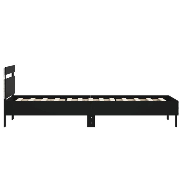 vidaXL Πλαίσιο Κρεβατιού με Κεφαλάρι/LED Μαύρο 90 x 190 εκ.
