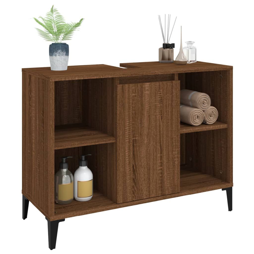 vidaXL Ντουλάπι Νιπτήρα Καφέ Δρυς 80 x 33 x 60 εκ. Επεξεργασμένο Ξύλο