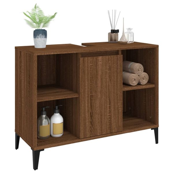 vidaXL Ντουλάπι Νιπτήρα Καφέ Δρυς 80 x 33 x 60 εκ. Επεξεργασμένο Ξύλο