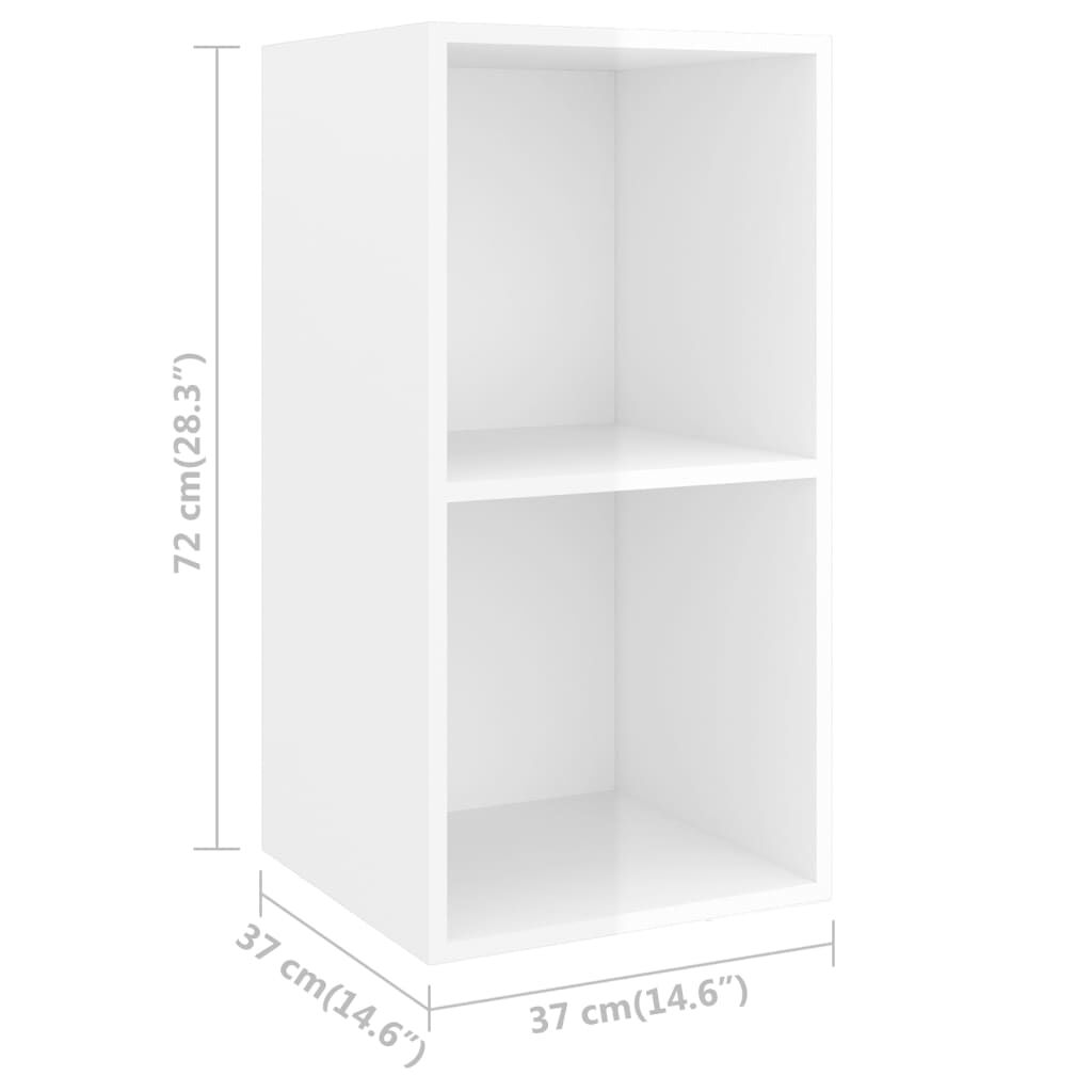 vidaXL Έπιπλο Τηλεόρασης Κρεμαστό Γυαλ. Λευκό 37x37x72 εκ. Επεξ. Ξύλο