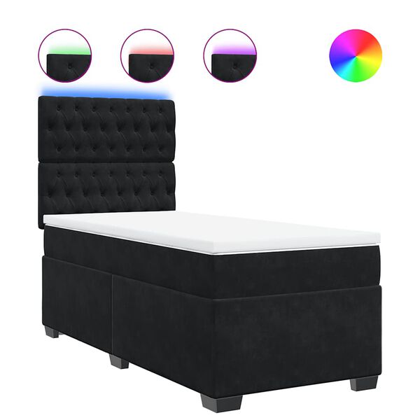 vidaXL Κρεβάτι Boxspring με Στρώμα Μαύρο 90x190 εκ. Βελούδινο