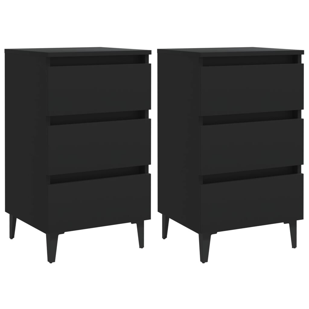 vidaXL Κομοδίνα Μαύρα 2 Τεμ. 40 x 35 x 69 εκ. με Μεταλλικά Πόδια