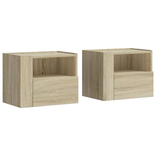 vidaXL Κομοδίνα Επιτοίχια 2 τεμ. Sonoma Δρυς 45x30x35 εκ.