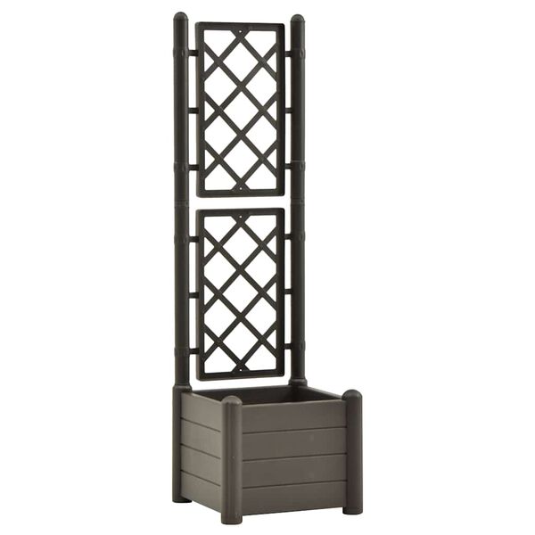 vidaXL Ζαρντινιέρα Κήπου Καφασωτό Ανθρακί 43x43x142 εκ Πολυπροπυλένιο
