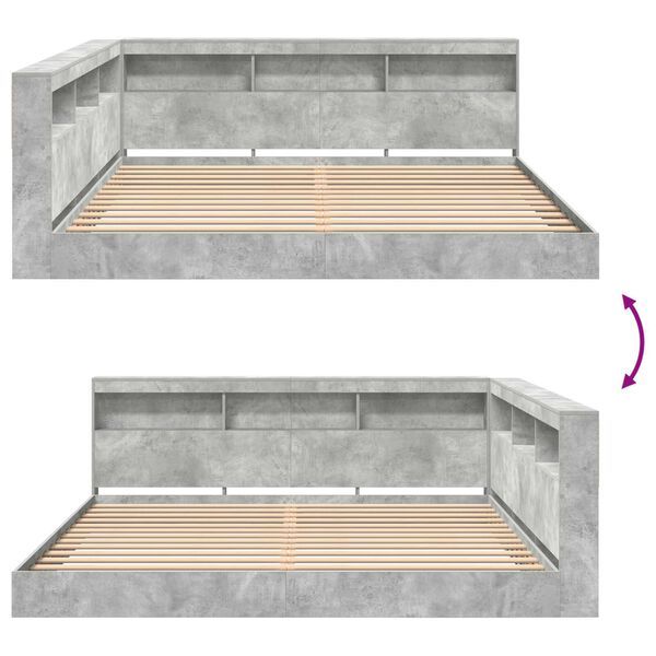 vidaXL Βιβλιοθήκη Κρεβατιού 2 pcs Γκρι σκυροδέματος 180 x 200 cm