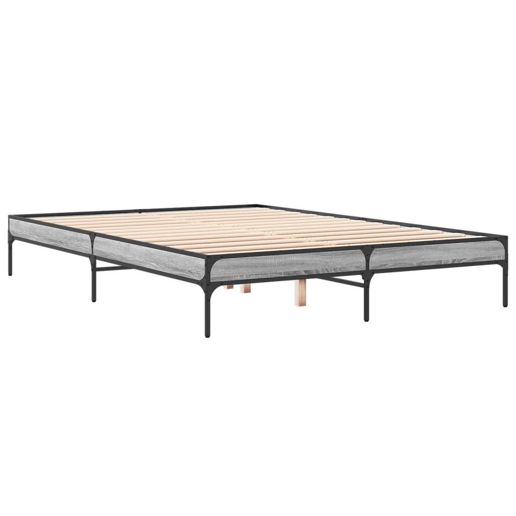 vidaXL Πλαίσιο Κρεβατιού Γκρι Sonoma 160x200 εκ. Επεξ. Ξύλο & Μέταλλο