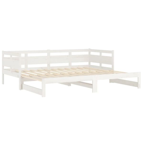 vidaXL Καναπές Κρεβάτι Συρόμενος Λευκός 2x(80x200) εκ. από Μασίφ Πεύκο