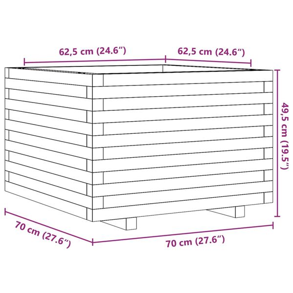 vidaXL Ζαρντινιέρα Κήπου 70x70x49,5 εκ από Μασίφ Ξύλο Πεύκου