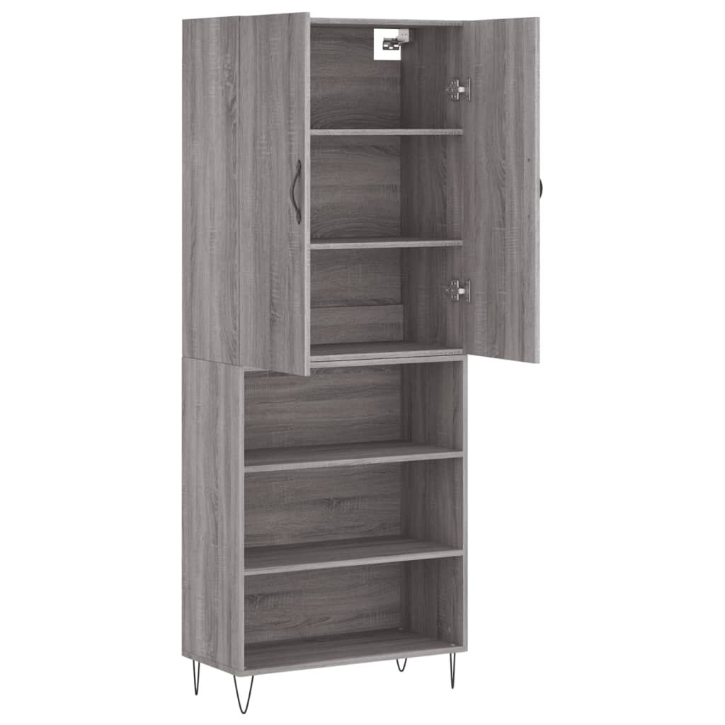 vidaXL Ντουλάπι Γκρι Sonoma 69,5 x 34 x 180 εκ. Επεξεργασμένο Ξύλο