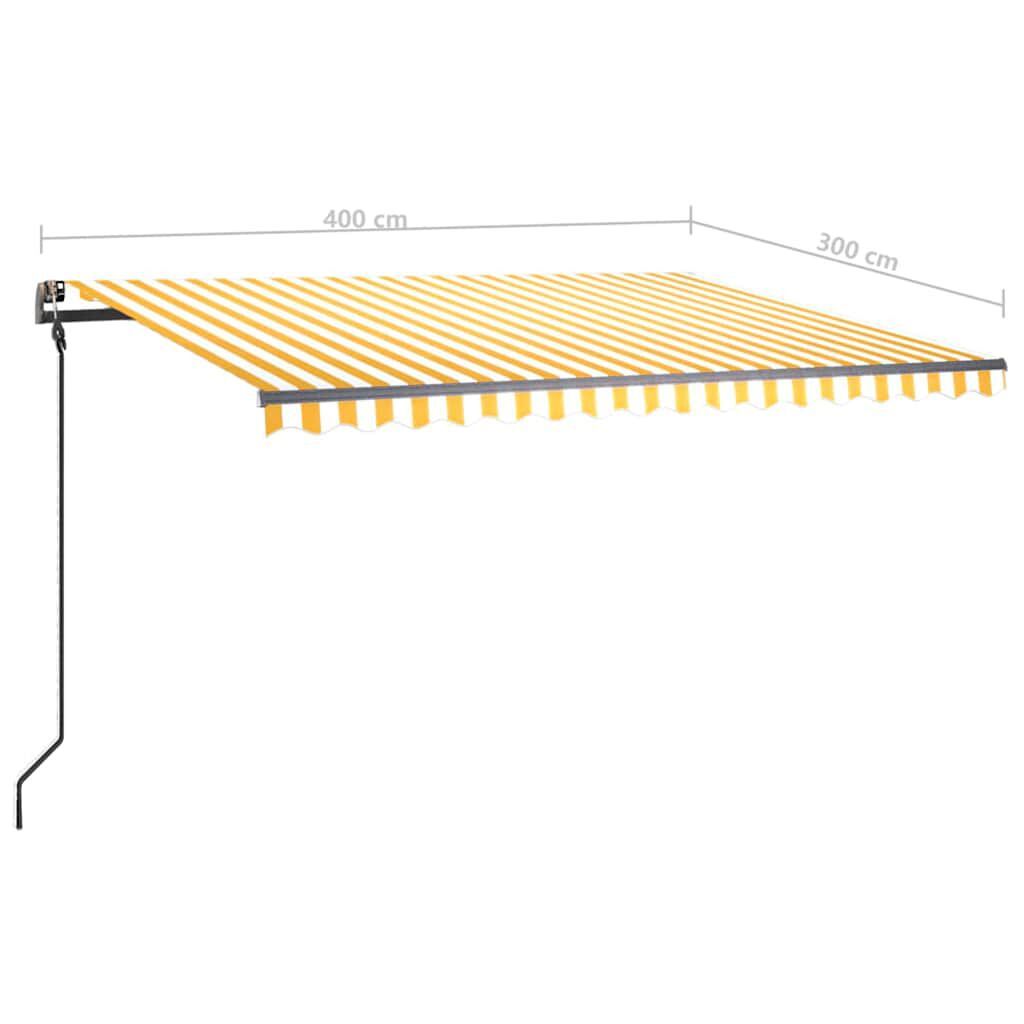 vidaXL Τέντα Αυτόματη με LED & Αισθητήρα Ανέμου Κίτρινο/Λευκό 4x3 μ.