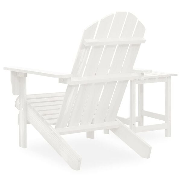 vidaXL Καρέκλα Κήπου Adirondack Λευκή από Μασίφ Ξύλο Ελάτης με Τραπέζι