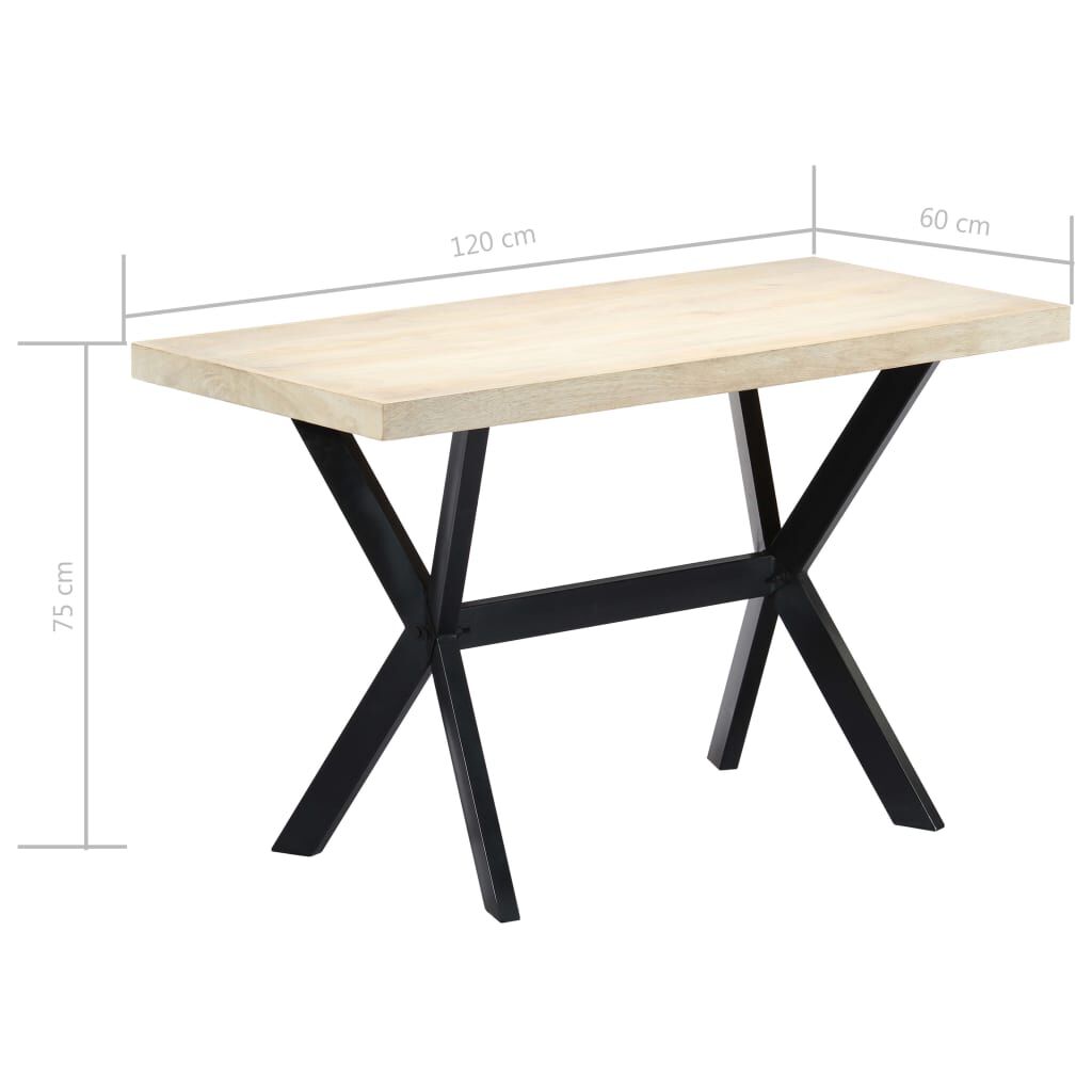 vidaXL Τραπεζαρία Λευκή 120 x 60 x 75 εκ. από Μασίφ Ξύλο Μάνγκο