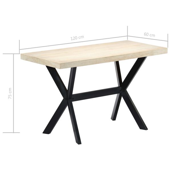 vidaXL Τραπεζαρία Λευκή 120 x 60 x 75 εκ. από Μασίφ Ξύλο Μάνγκο