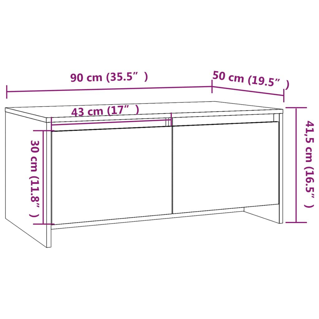 vidaXL Τραπεζάκι Σαλονιού Γκρι Σκυρ. 90x50x41,5 εκ. Επεξεργασμένο Ξύλο