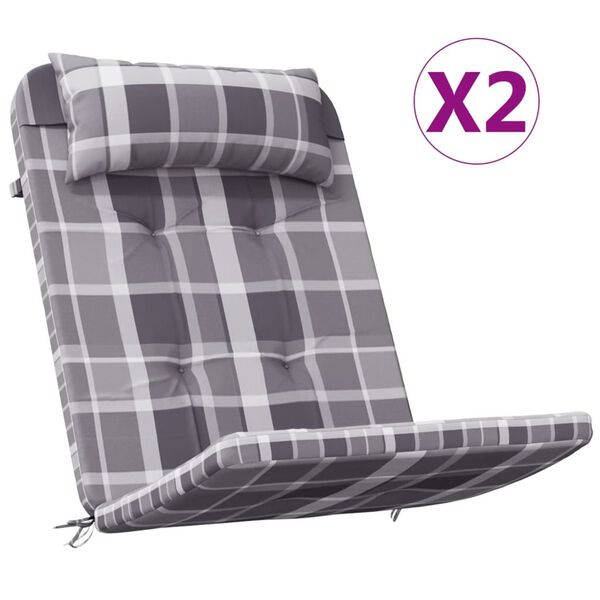 vidaXL Μαξιλάρια Καρέκλας Adirondack 2 τεμ. Γκρι Καρό Ύφασμα Oxford
