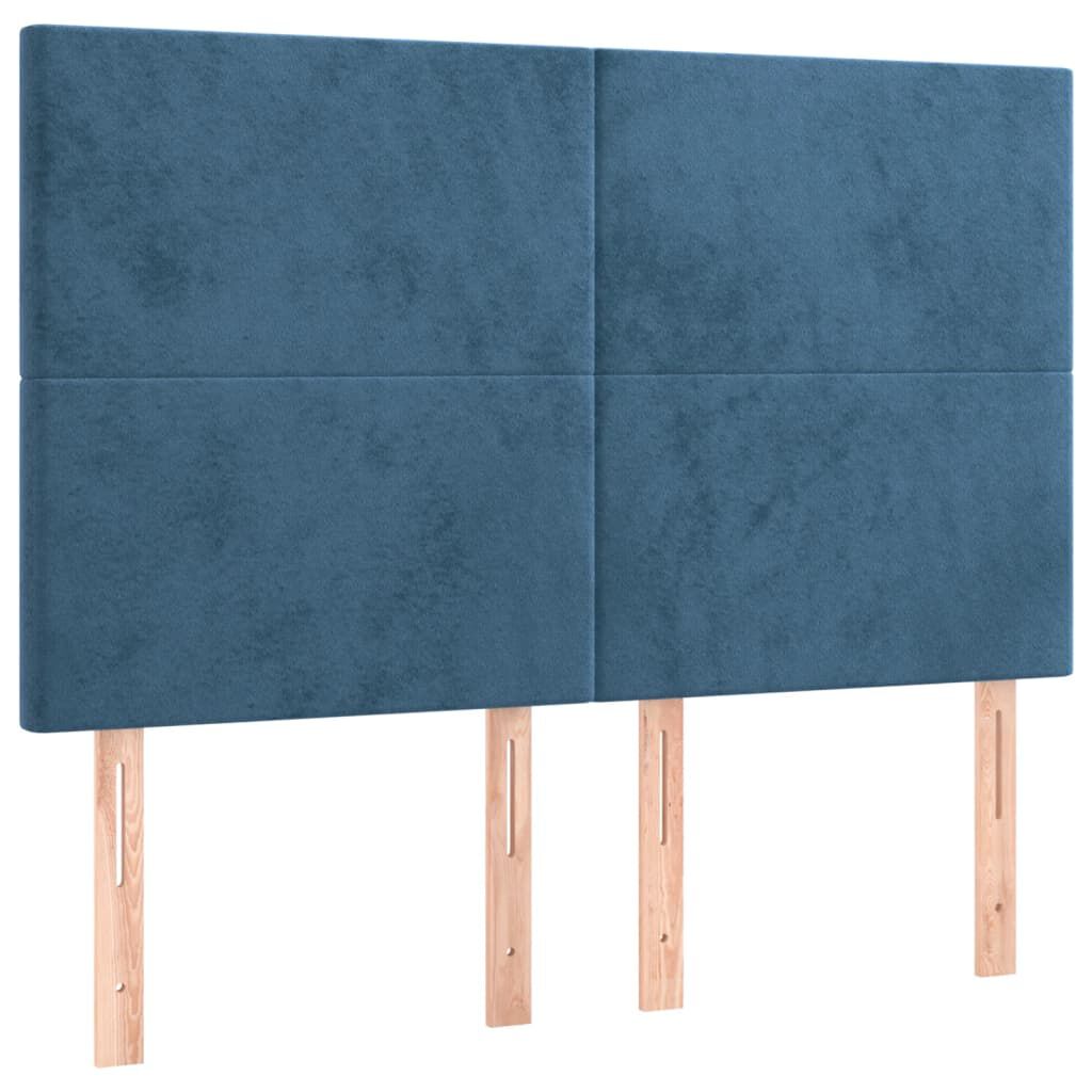vidaXL Κρεβάτι Boxspring με Στρώμα & LED Σκ. Μπλε 140x190εκ. Βελούδινο
