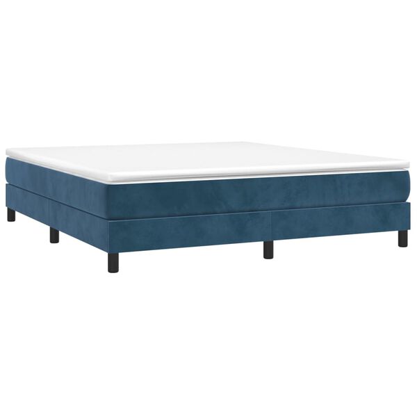 vidaXL Κρεβάτι Boxspring με Στρώμα Σκούρο Μπλε 180x200 εκ. Βελούδινο