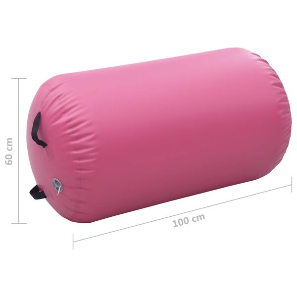 vidaXL Κύλινδρος Γυμναστικής Φουσκωτός Ροζ 100 x 60 εκ. PVC & Τρόμπα